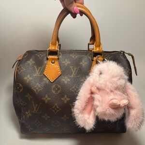 SOLD Baby Pink Bunny Rabbit Floppy Ears Bag Charm Plushy (PU Leather)